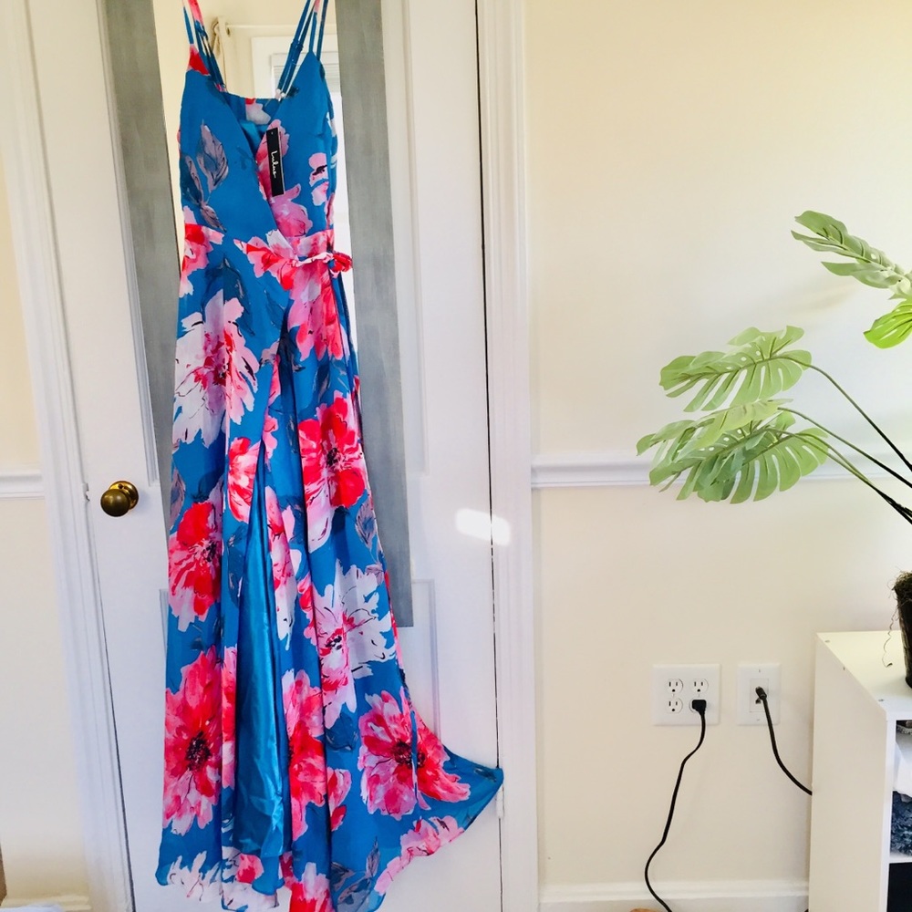 Lulu's Always There For Me Floral Print Wrap Maxi Dress Fairycore Feminine - Picture 5 of 16